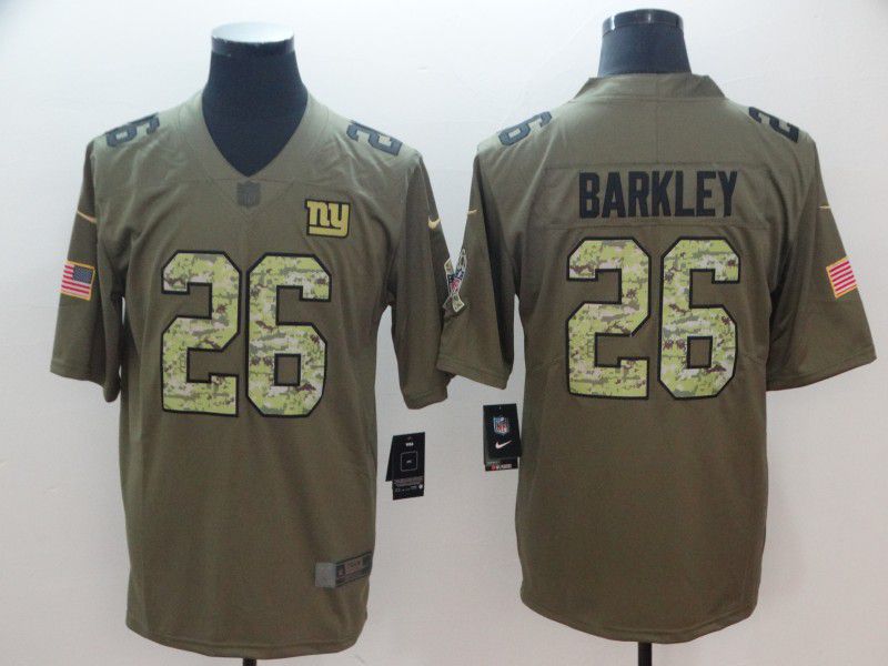 Men New York Giants #26 Barkley Olive Camo Carson Nike Salute to Service Player NFL Jerseys